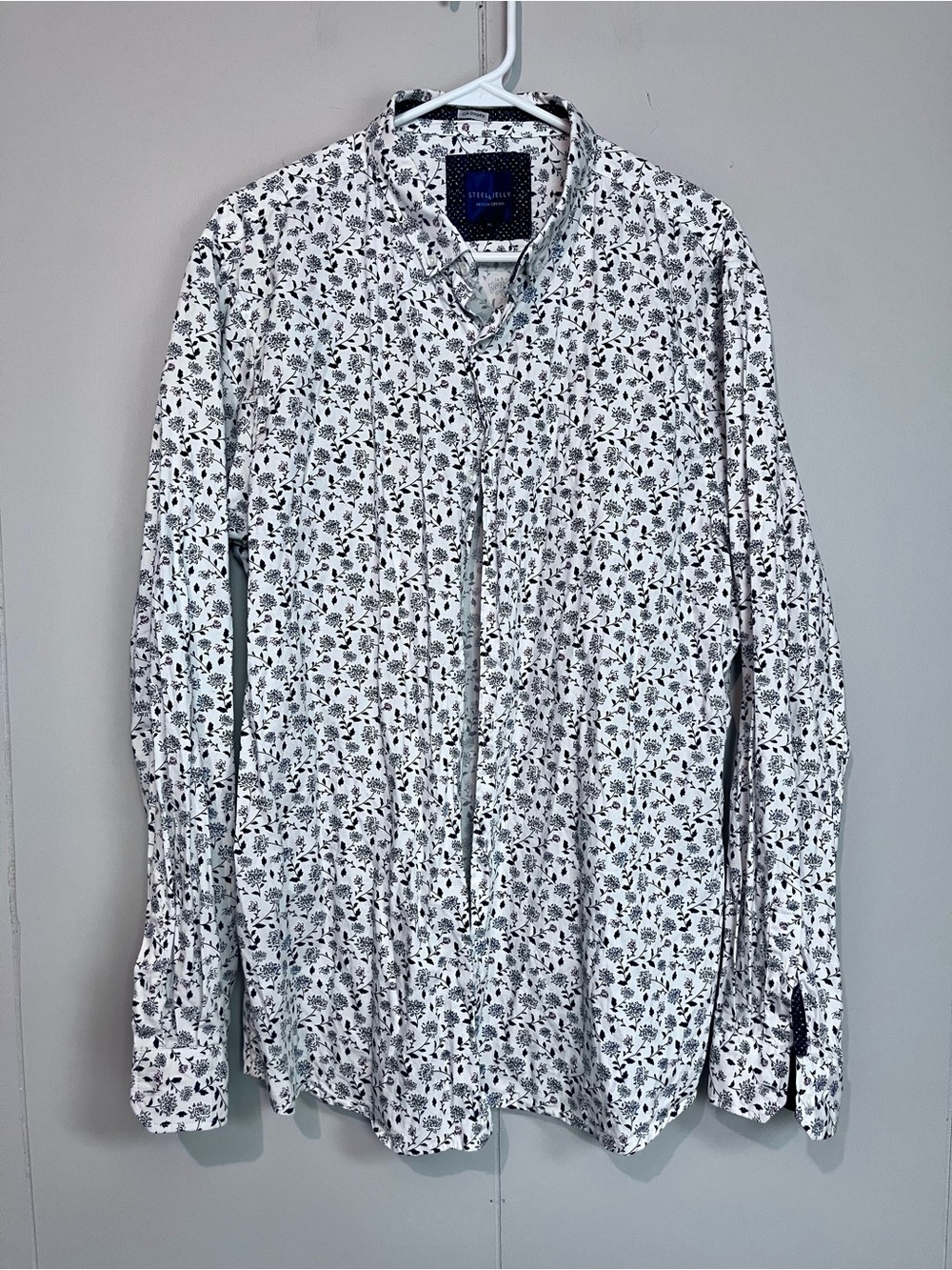 Steel & Jelly Floral Button Up Shirt XL White Navy Botanical